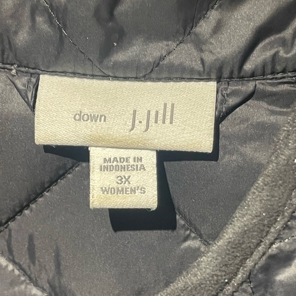 J Jill Quilted Jacket Women Black Down Barn Coat Chore Snap Front Goth Sz 3X - Picture 3 of 7